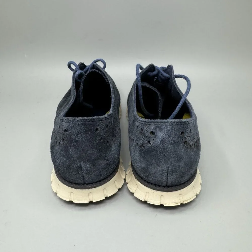 Cole Haan Zerogrand Wingtip Oxford 9.5 Men Suede Lace Up Minimal Stylish Blue